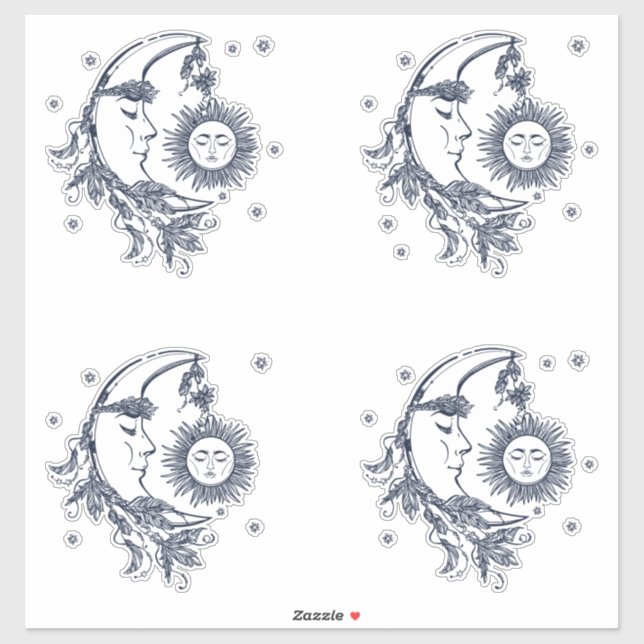 Sonne und Mond Aufkleber (Blatt)