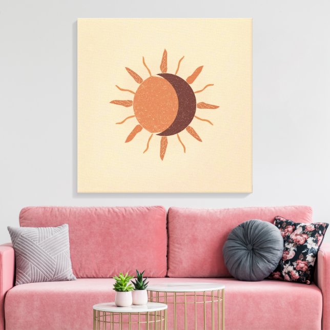 Sonne und Mond – Boho Himmelsgewölbe  | Heilige Ba Leinwanddruck (Insitu (Wohnzimmer))