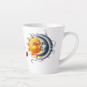 Sonne und Mond fallen in Liebe miteinander auf Milchtasse