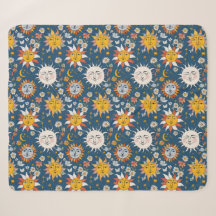 Sonne und Mond Floral in Blau und Gelb