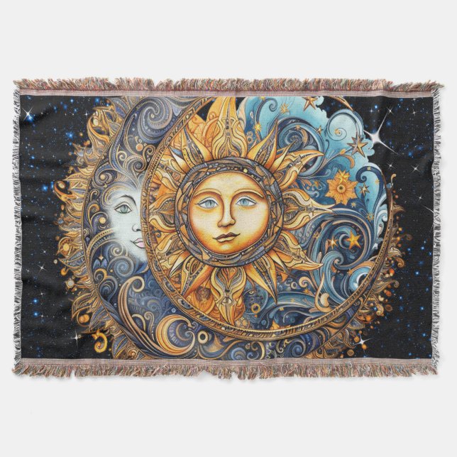 Sonne und Mond Galaxy Throw Blanket Decke (Vorderseite)