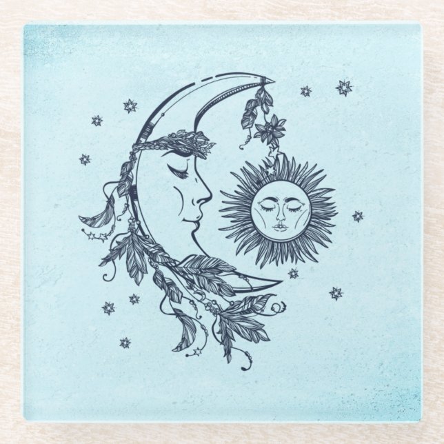 Sonne und Mond Glasuntersetzer (Vorderseite)