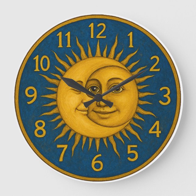 Sonne und Mond Große Wanduhr (Vorderseite)