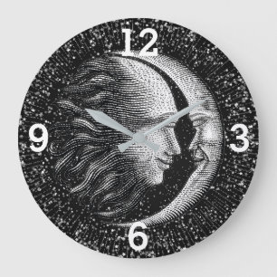 Sonne und Mond Große Wanduhr