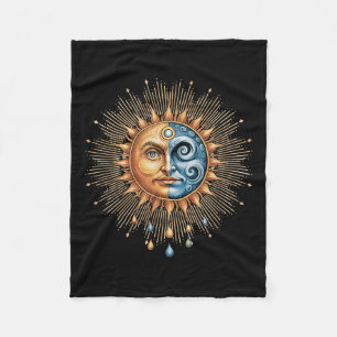 Sonne Und Mond Himmels Boho Mystisch Hipe 90er Fleecedecke