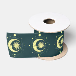 Sonne und Mond Himmelsdesign mit Mondphasen Satinband