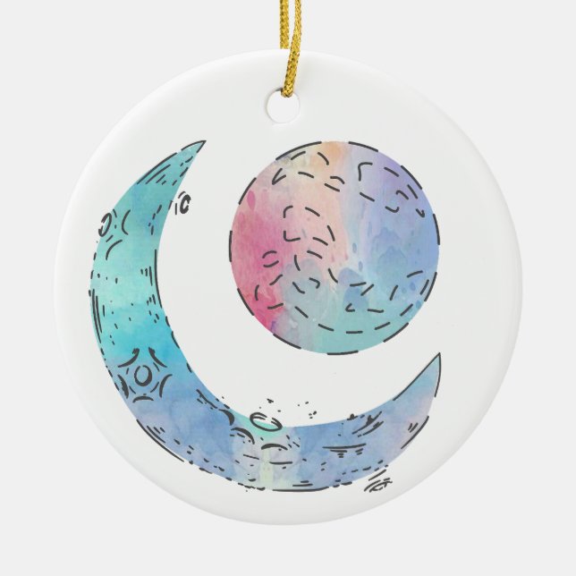 Sonne und Mond Keramik Ornament (Vorne)