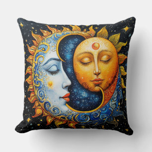 Sonne- und Mond-Künstlerische Illustration Kissen