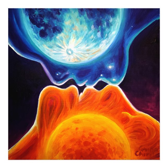 Sonne und Mond küssen Fotodruck (Vorne)