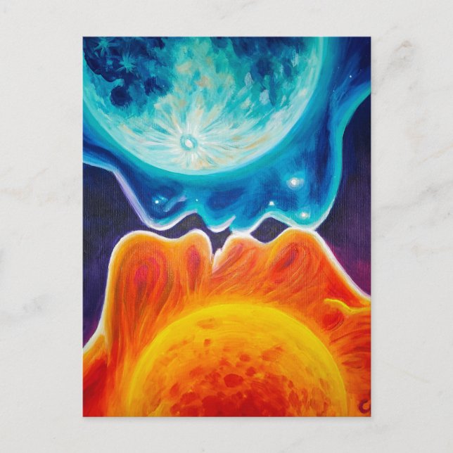 Sonne und Mond küssen Postkarte (Vorderseite)