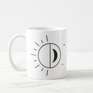 Sonne und Mond Minimale Liniendrawing Kaffeetasse