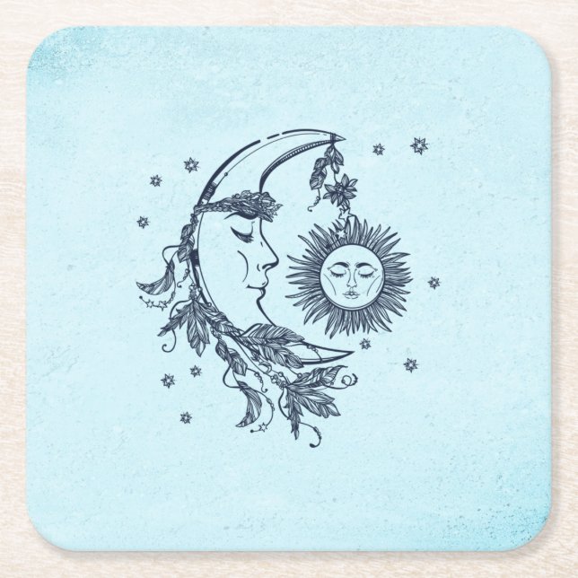 Sonne und Mond Rechteckiger Pappuntersetzer (Vorderseite)