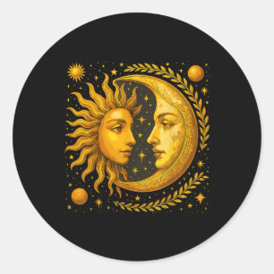 Sonne und Mond Runder Aufkleber