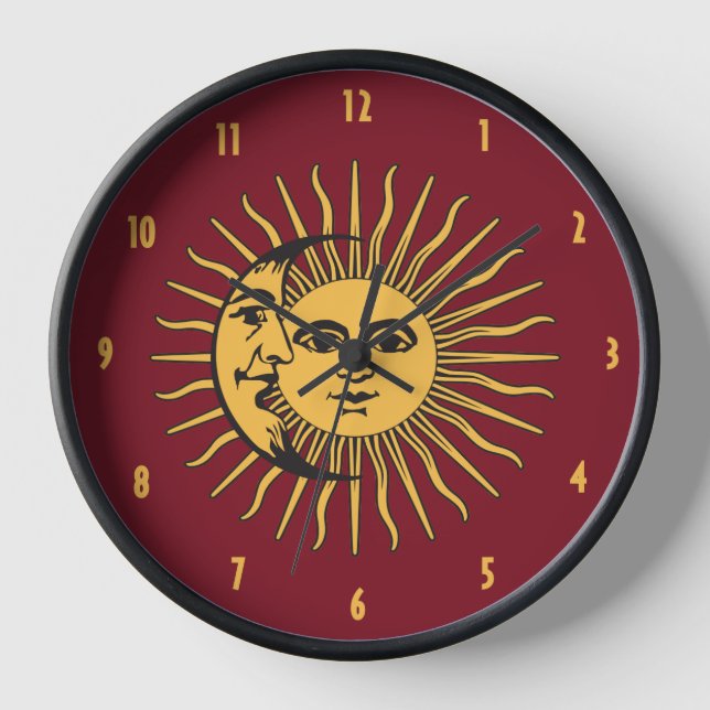 Sonne und Mond sehen Boho Gold und Rot gegenüber Uhr (Vorderseite)