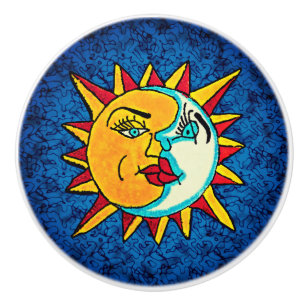 Sonne und Mond sehen sich der Keramik im mexikanis Keramikknauf