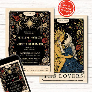 Sonne und Mond Tarot Hochzeitseinladung Einladung