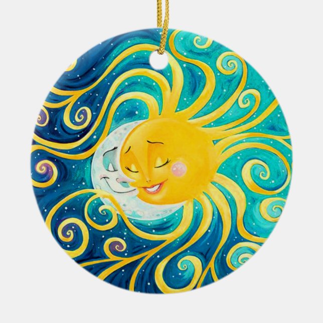SONNE UND MOND UND STARTEN KUNSTBEREICHE KERAMIK ORNAMENT (Vorne)