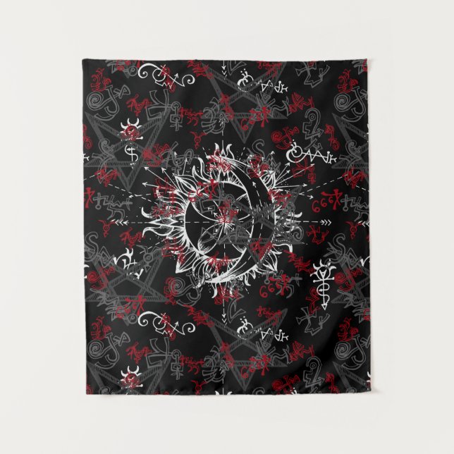 Sonne und Mond, Wicca, Hexe, Heide, Halloween Wandteppich (Vorderseite)