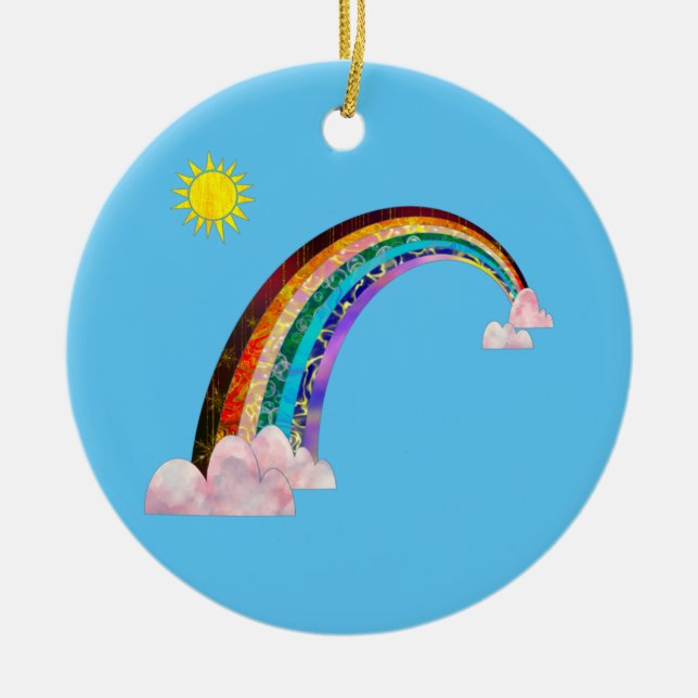 Sonne und Regenbogen 2 Keramik Ornament 2022 (Vorne)