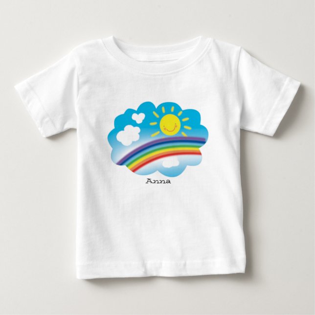 Sonne und Regenbogen, Cartoon, personalisiert Baby T-shirt (Vorderseite)