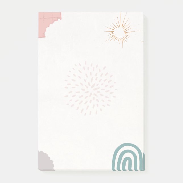 Sonne und Regenbogenpastellfarben Post-it Klebezettel (Vorderseite)