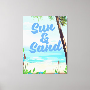Sonne und Sand inspirierendes Zitat Cartoon-Poster Leinwanddruck