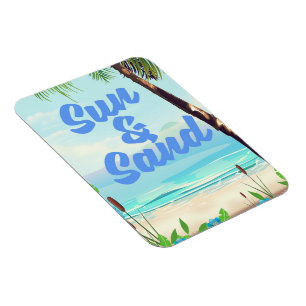 Sonne und Sand inspirierendes Zitat Cartoon-Poster Magnet