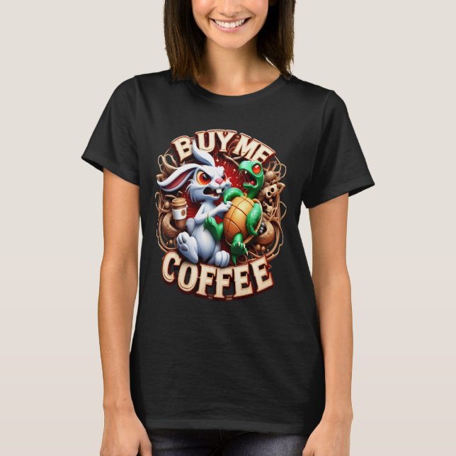 Sonne und Schildkröte mit Kaffee-Cup kaufen Sie mi T-Shirt (Vorderseite)