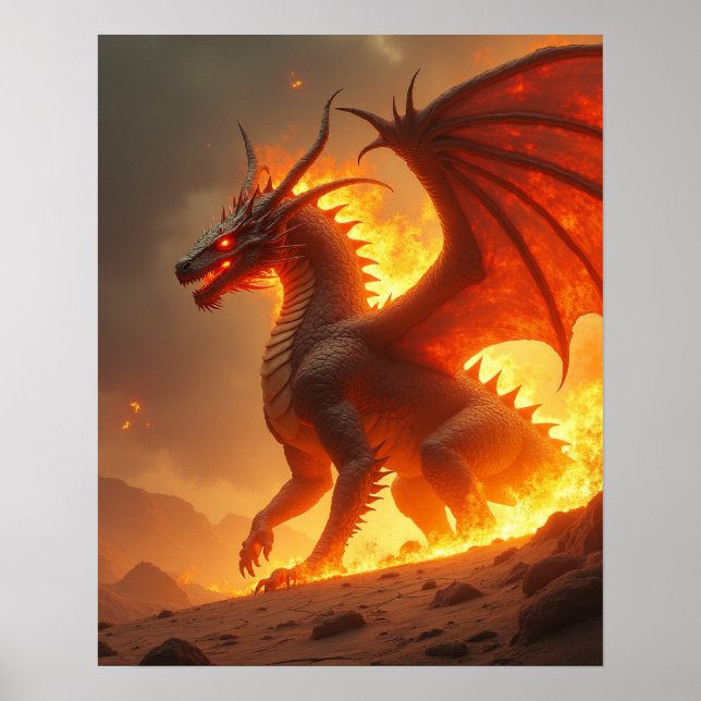 Sonne-Versengungs-Inferno-Feuerdrache Poster (Vorne)