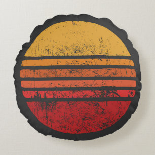 SONNE Vintage Grunge Kreis Illustrationenvintage, Rundes Kissen