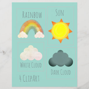 Sonne Wolken Regenbogen Wetter Schulprojekt ClipAr Flyer