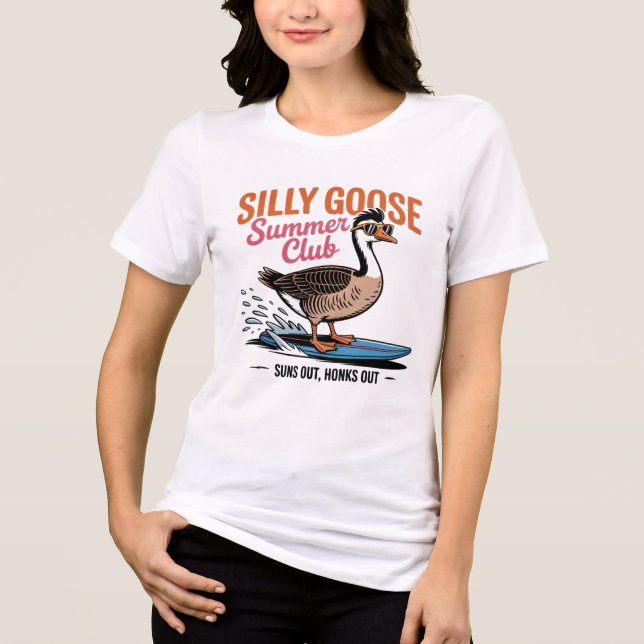 Sonnen draußen, Schatz raus" - Albernes Gänsesurfe Tri-Blend Shirt (Vorderseite)
