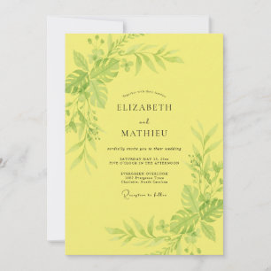 Sonnen Gelbe Laub-Eukalyptus-Hochzeit Einladung