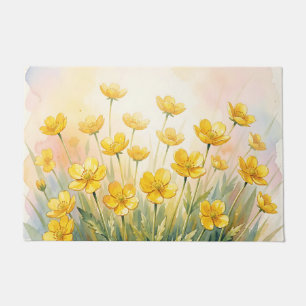 Sonnen-Gelbe Wildblumen-Wasserfarbe Fußmatte