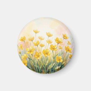 Sonnen-Gelbe Wildblumen-Wasserfarbe Magnet