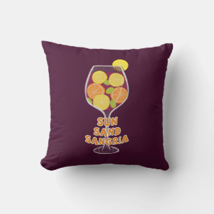 Sonnen Sand Sangria, Spanischer Wein, Sommerstrand Kissen
