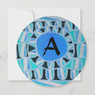 SONNEN SOLARE ENERGIE MONOGRAMM Aqua Blau Abstrakt Einladung