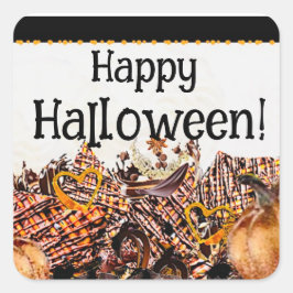 SONNEN! SONNENSCHEIN! GLÜCKLICH HALLOWEEN! :) RECT QUADRATISCHER AUFKLEBER