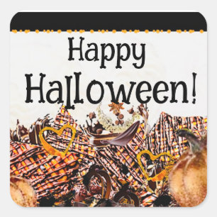 SONNEN! SONNENSCHEIN! GLÜCKLICH HALLOWEEN! :) RECT QUADRATISCHER AUFKLEBER