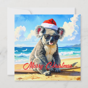 Sonnen- und Surf-Koala-Santa-Mütze Feiertagskarte