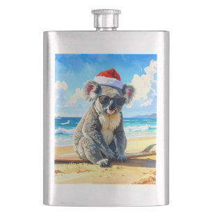 Sonnen- und Surf-Koala-Santa-Mütze Flachmann