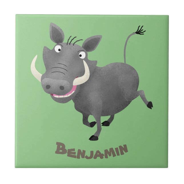 Sonnenafrikanische Warthos-Schwein-Cartoon-Illustr Fliese (Vorderseite)