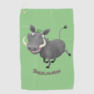 Sonnenafrikanische Warthos-Schwein-Cartoon-Illustr Golfhandtuch