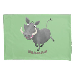 Sonnenafrikanische Warthos-Schwein-Cartoon-Illustr Kissenbezug