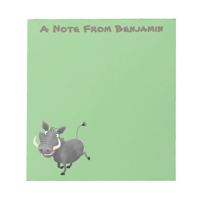 Sonnenafrikanische Warthos-Schwein-Cartoon-Illustr Notizblock (Vorderseite)