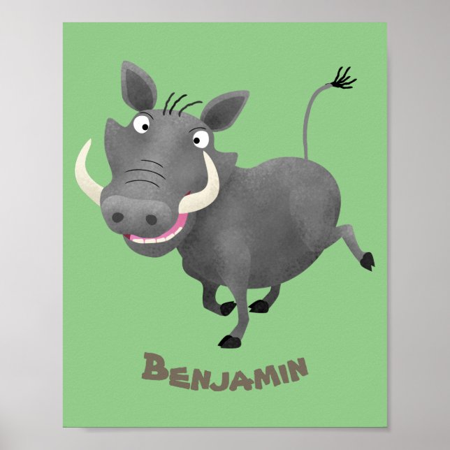 Sonnenafrikanische Warthos-Schwein-Cartoon-Illustr Poster (Vorne)