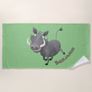 Sonnenafrikanische Warthos-Schwein-Cartoon-Illustr Strandtuch