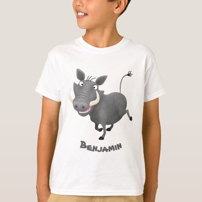 Sonnenafrikanische Warthos-Schwein-Cartoon-Illustr T-Shirt (Vorderseite)