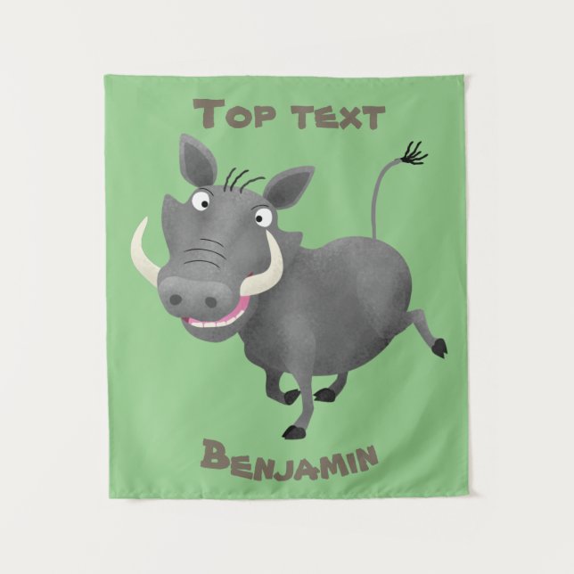 Sonnenafrikanische Warthos-Schwein-Cartoon-Illustr Wandteppich (Vorderseite)