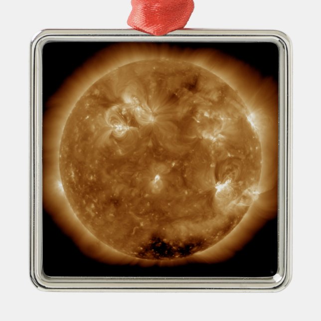 Sonnenaktivität auf der Sonne 5 Silbernes Ornament (Vorne)